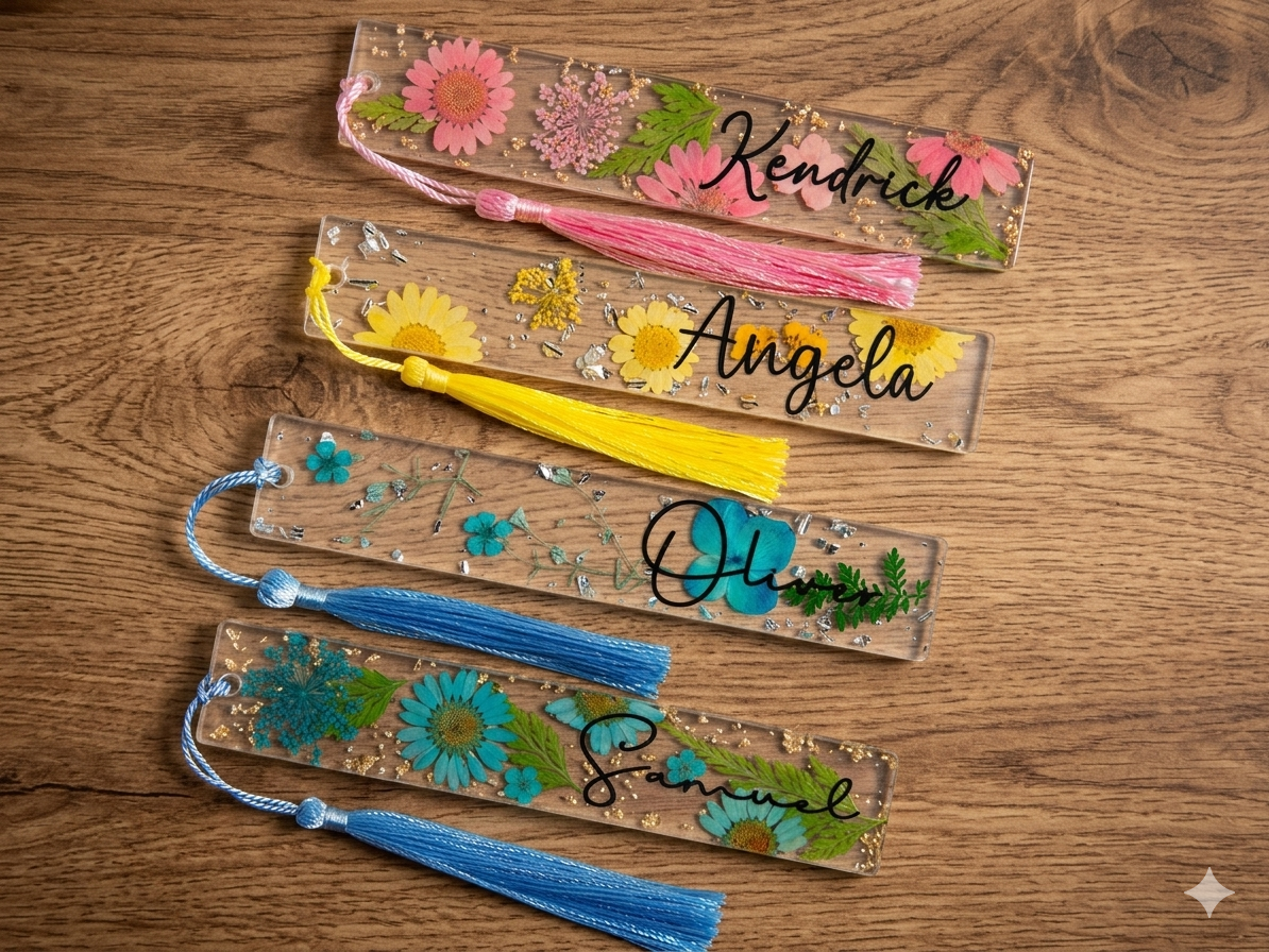 Personalized Pressed Daisy Bookmark: Custom Acrylic Floral Reader Gift