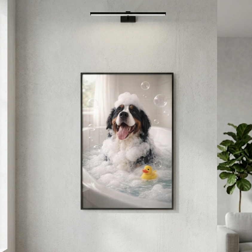 Bath Time - Custom Pet In Bathtub Canvas & Poster Print, Animal in Tub Funny Bathroom Art, Custom Dog Cat Portrait, Funny Pet Portrait, Gift for Pet Lover