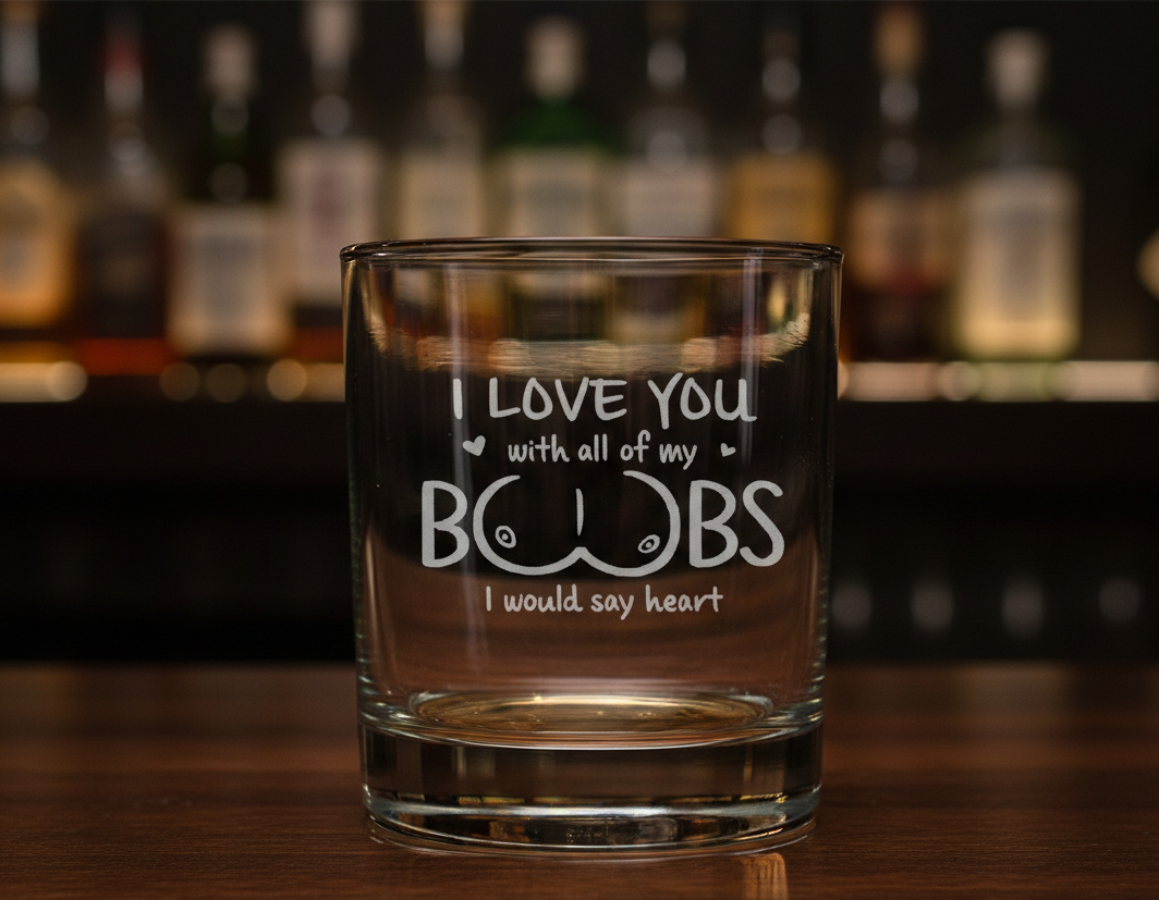 I Love You Personalized Whiskey glass For Husband, Custom Whiskey glass For Him, Funny Valentine Gift For Men, Anniversary Gift