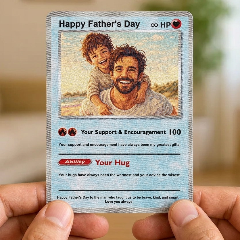 Best Dad Ever - Custom Pixel Photo Poke Trading Card for Dad - Father's Day Gifts