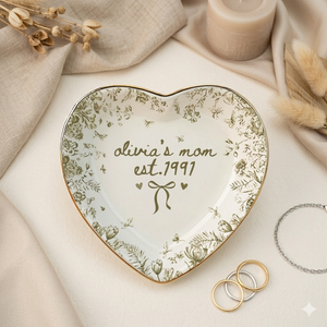 Personalized Mom Toile De Jouy Jewelry Tray, Grandma Ceramic Trinket Tray, Thank You Mom, Mothers Day Ring Dish Gift, Mom Gift from Daughter