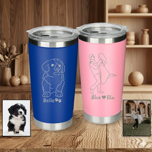 Custom Laser Engraved Portrait Tumbler: Personalized Photo Travel Cup