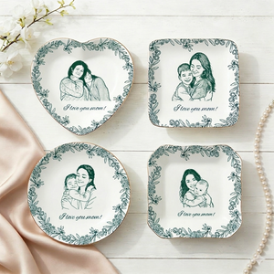 Personalized Ceramic Mom Photo Jewelry Dish, Family Photo Ring Dish, Personalized Portrait Trinket Tray, Gifts for Mom, Nanny, Family Gift Mother's Day Gift