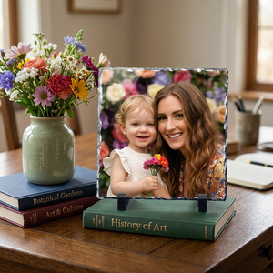 Personalized Picture Slate Frame, Customized Photo Print Stone for Mom, Wife, Women, Her - Custom Mothers Day Gifts for Mother, Grandma, Rock Slate Plaque Frame Family, Dad, Father, Him