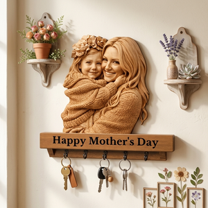 Custom 3D Wooden Family Portrait - Personalized Wooden Key Hanger