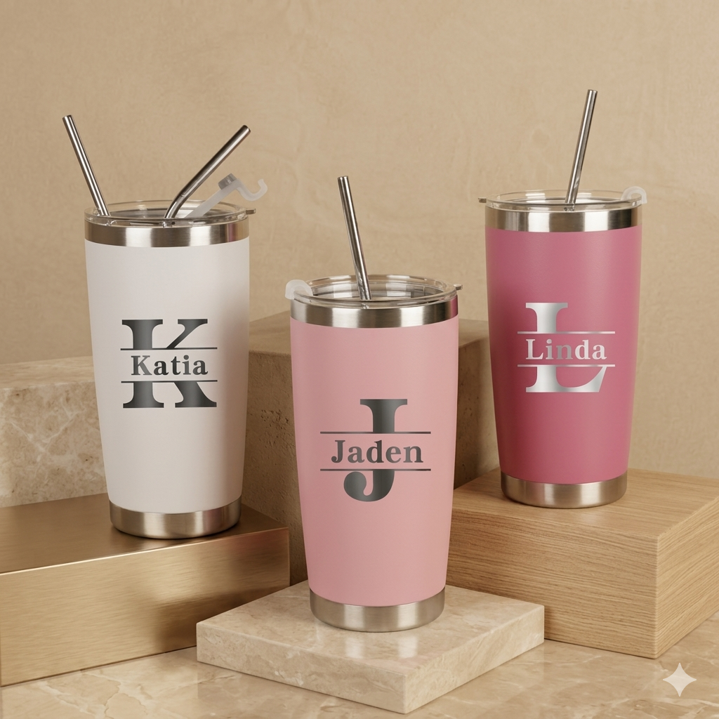 Personalized Tumbler, Custom Name Travel Mug, Laser Engraved Tumbler, Stainless Steel water cup, Bridesmaid Tumbler, Insulated Tumbler