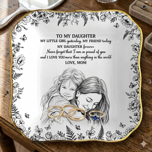 Custom Photo Pencil Sketch My Daughter Granddaughter Forever - Personalized Ring Dish
