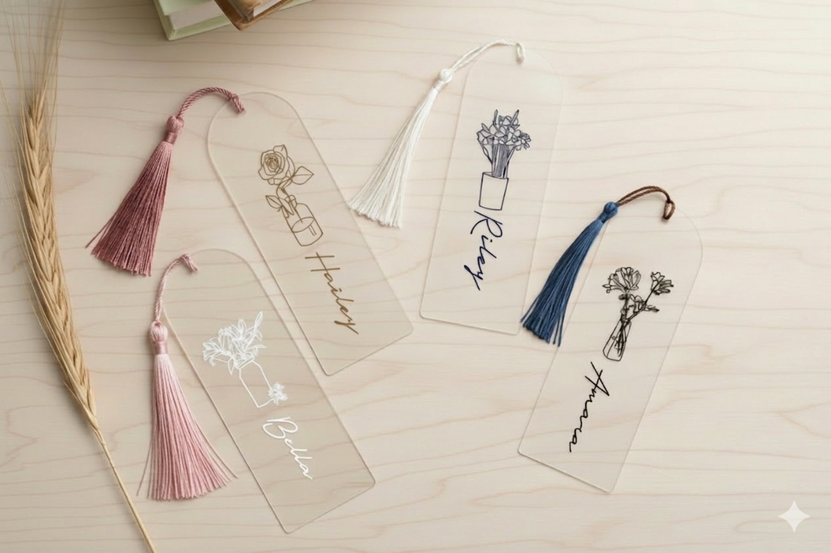 Birth Flower Acrylic Bookmark, Gifts for Mom, Mothers Day Gift, Personalized Bookmarks with Tassel, Custom Bookmark for Coworker