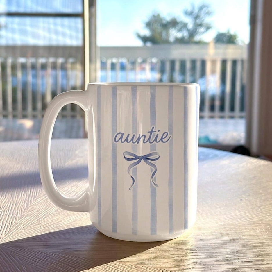 Personalized Mama Mom Coffee Mug, Custom Striped Name Mug Aunt Gift Mothers Day Gift
