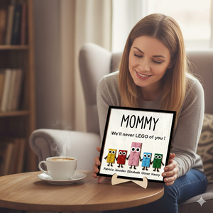 Mommy We'll Never LEGO of you Personalized 2-Layer Wooden Plaque Gift for Mom or Grandma Mother's Day Gift