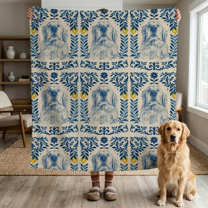 Vintage Cobalt Canine Pet Blanket Upload Photo Blanket Gemini_Generated_Image_y830suy830suy830.png