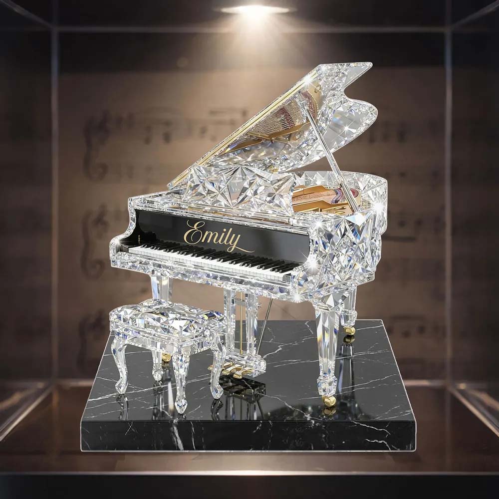 Piano Music 3D Crystal Effect - Personalized Acrylic Block Plaque - Unique Gift For Pianist