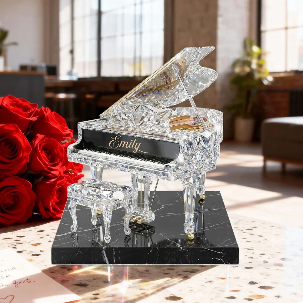 Piano Music 3D Crystal Effect - Personalized Acrylic Block Plaque - Unique Gift For Pianist