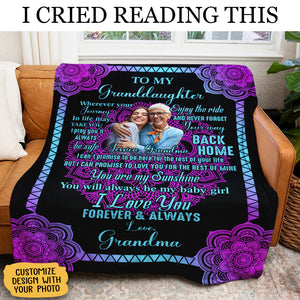 Gift For Granddaughter Blanket, Grandma To Granddaughter Love Forever Butterfly Fleece Blanket