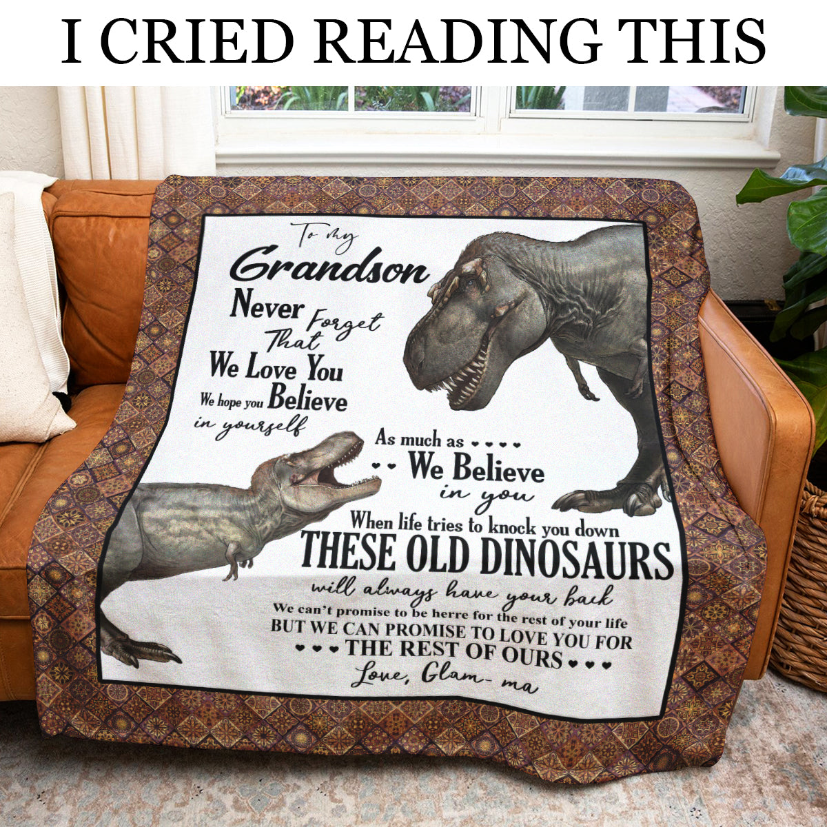 Gift For Grandson Blanket, To My Grandson Dinosaur Always Have Your Back