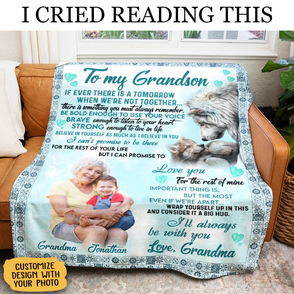 Gift For Grandson Blanket, To My Grandson Wolf I'll Always Be With You - Love From Grandma