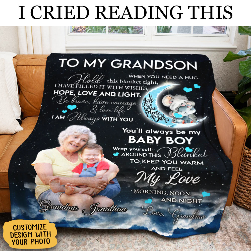 Gift For Grandson Blanket, To My Grandson You'll Always Be My Baby Boy Fleece Blanket Gift For Grandson Birthday Gift Home Decor Bedding Couch Sofa Soft And Comfy Cozy