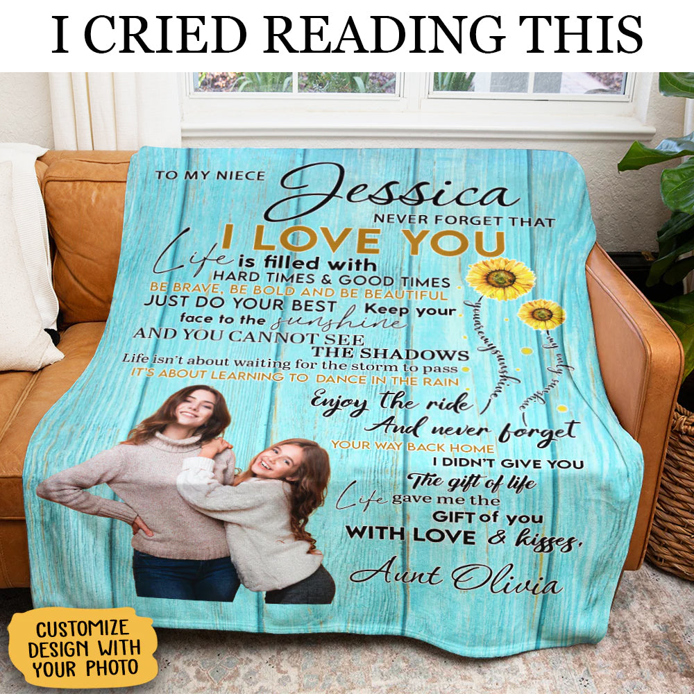 Gift For Niece Blanket, Aunt Gift For Niece Sunflowers Keep Your Face To The Sunshine Printed Blanket