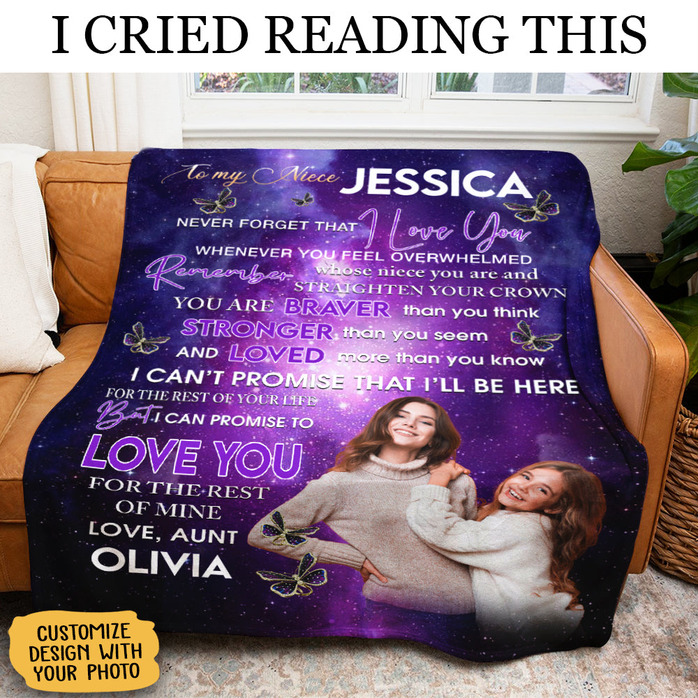 Gift For Niece Blanket, To My Niece Never Forget That I Love You Butterflies Blanket Live Preview