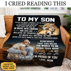 Gift For Son Blanket, To My Son Be Brave Lion Mom Live Preview