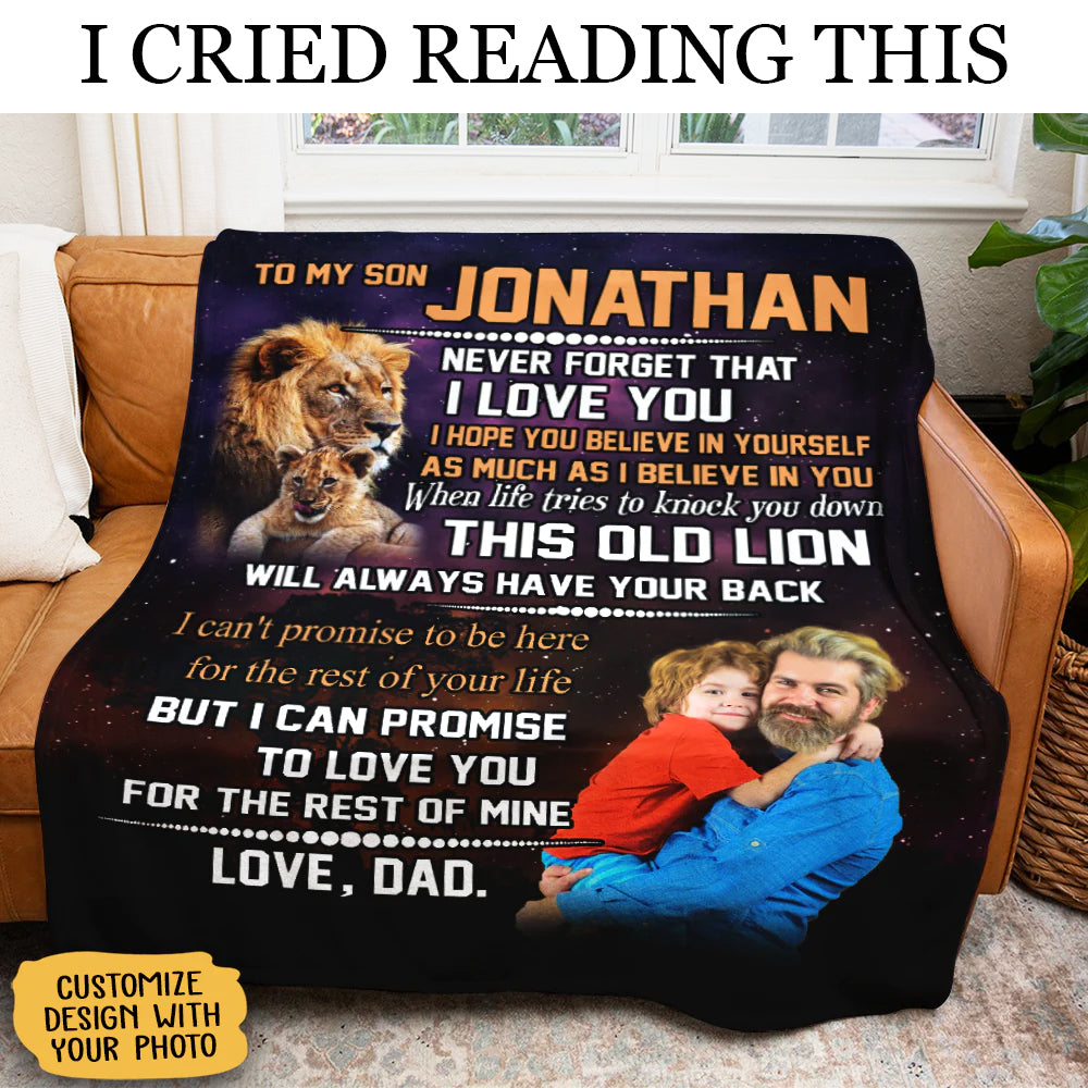 Gift For Son Blanket, To My Son This Old Lion Will Always Have Your Back - Love From Dad