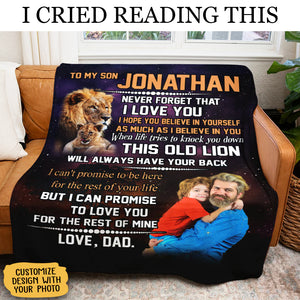 Gift For Son Blanket, To My Son This Old Lion Will Always Have Your Back - Love From Dad