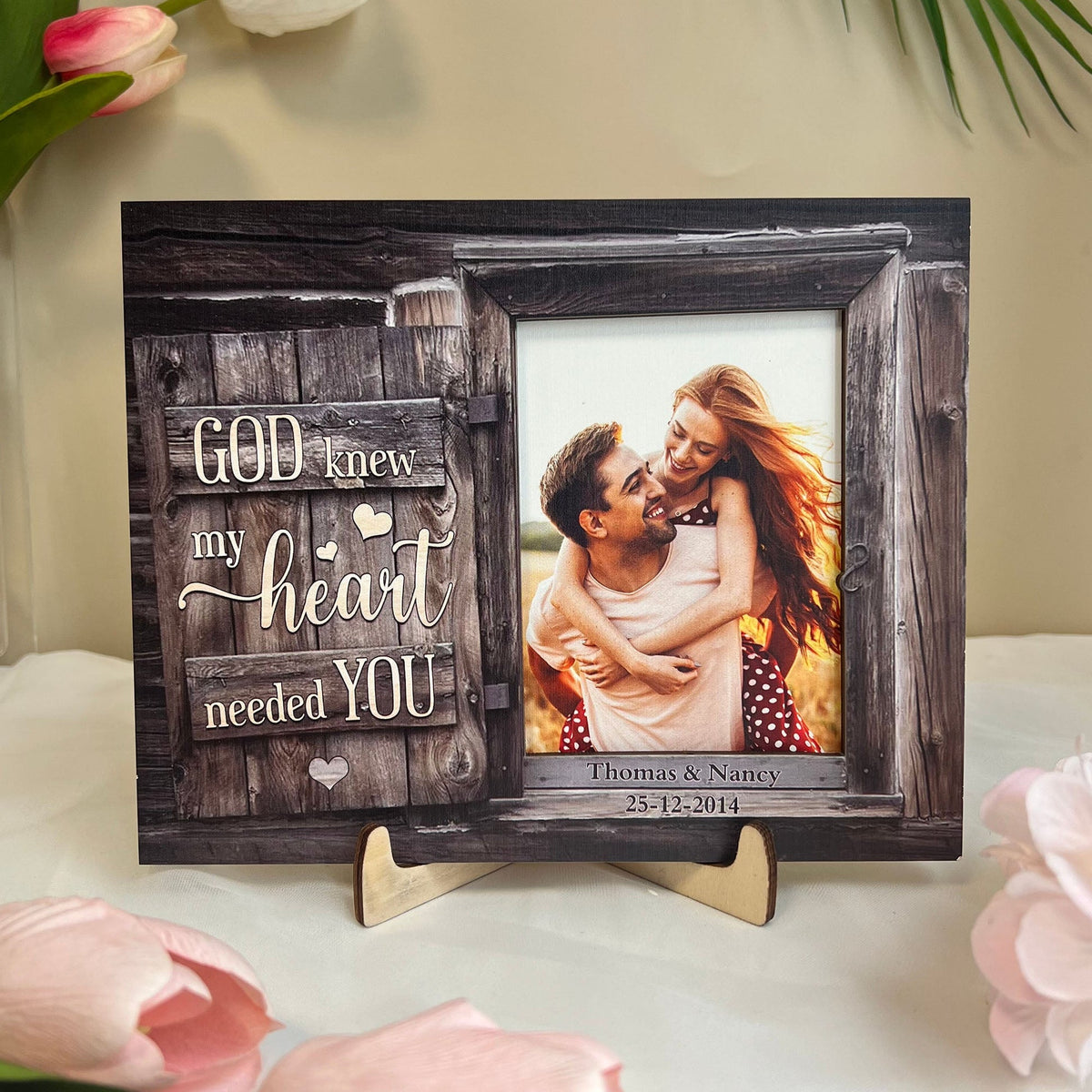 God Knew My Heart Needed You Couples - Personalized Picture Frame - Anniversary Gifts For Her, Him