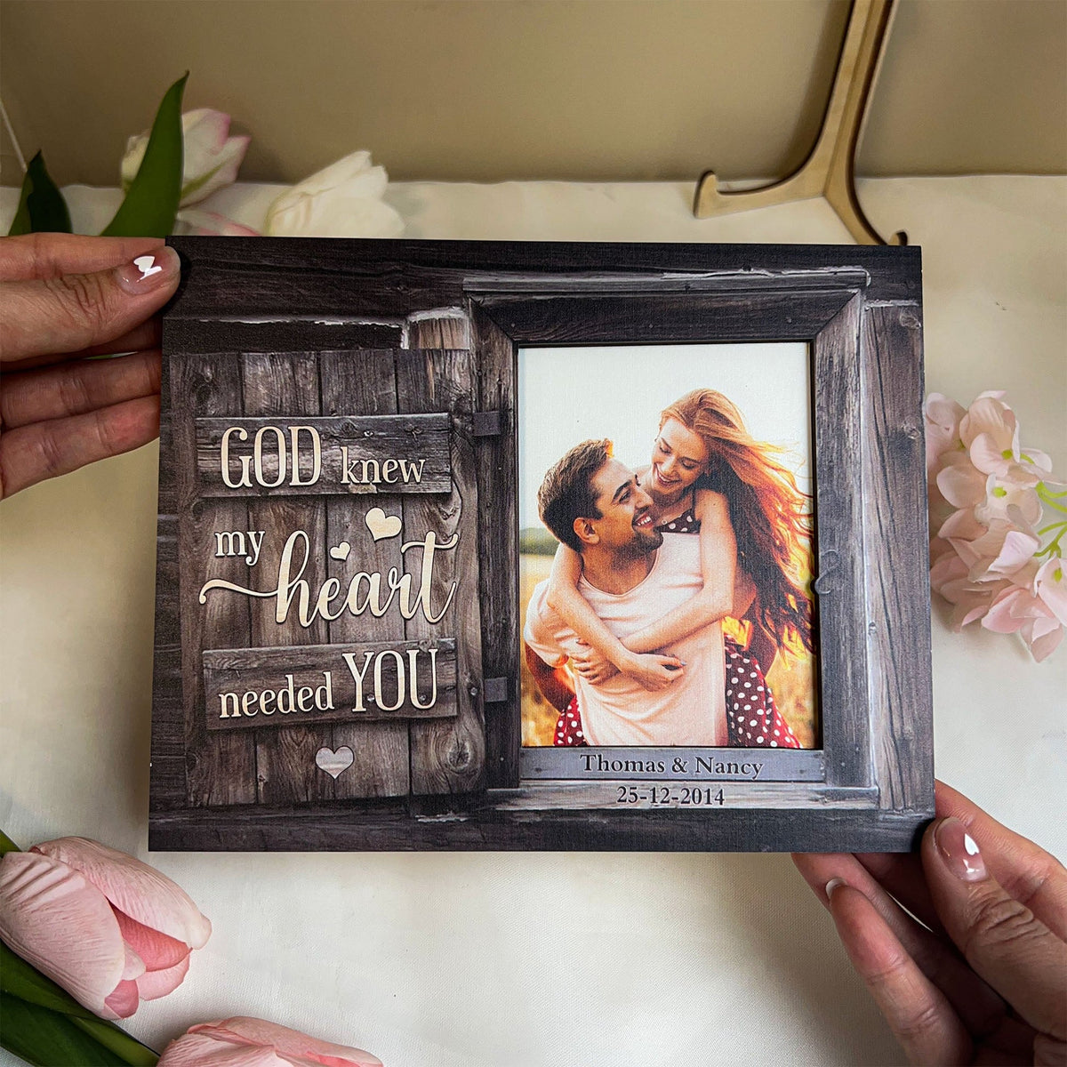 God Knew My Heart Needed You Couples - Personalized Picture Frame - Anniversary Gifts For Her, Him