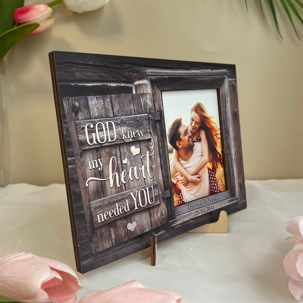 God Knew My Heart Needed You Couples - Personalized Picture Frame - Anniversary Gifts For Her, Him