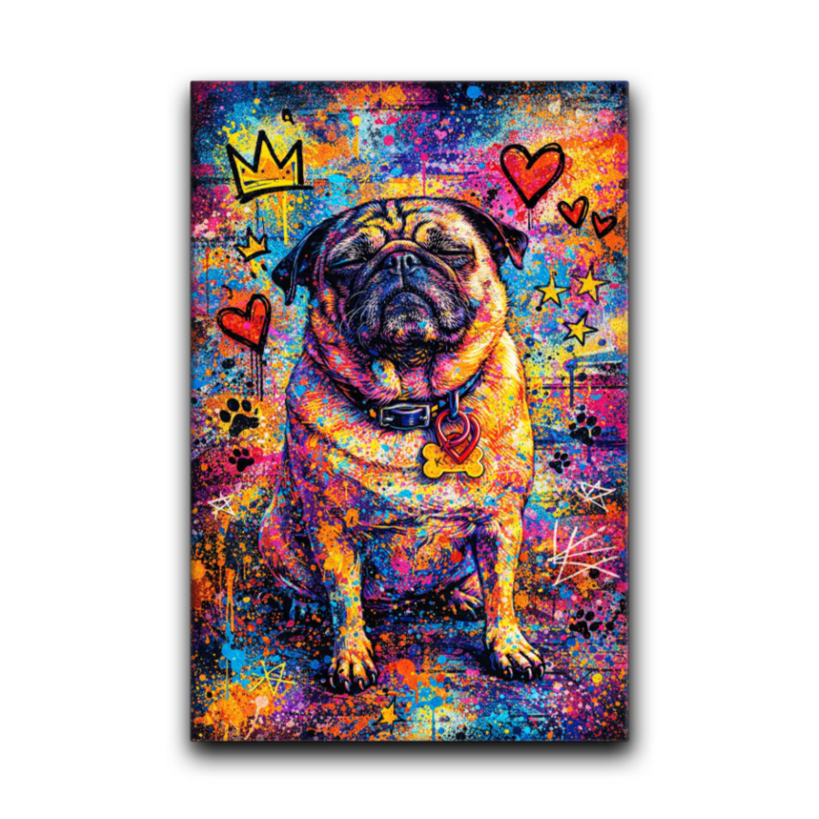 Graffiti Style Custom Dog Photo Wall Art Colorful Urban Dog Portrait with Street Art Vibes Modern Pop Pet Print for Dog Lovers