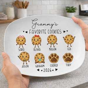 Grandma's Favorite Cookies Plate, Grandma Gift, Family Platter, Personalized Plate With Grandkids Names, Grandma Plate Keepsake