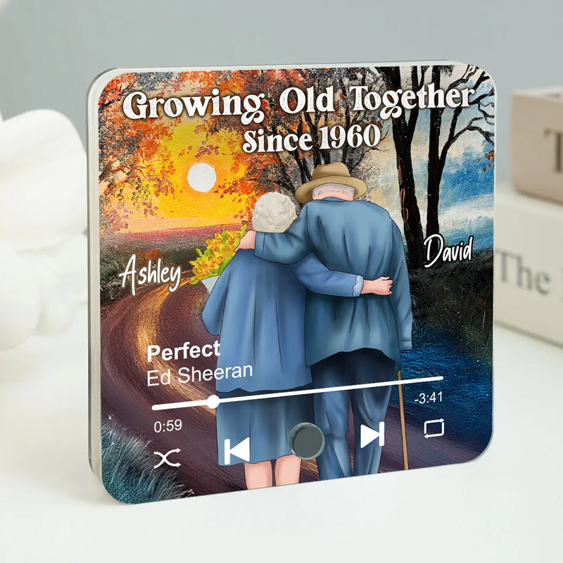 Old Couple Growing Old Together Since Personalized Music Fridge Magnet, Heartfelt 2025 Gift For Couple, For Him, For Her, Boyfriend, Girlfriend, Husband, Wife