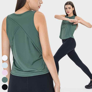 New Cross Stitching Sleeveless Sports Tops Gym Fitness Vest Quick Dry Breathable Yoga Wear Blouse Women Yoga Tank Top