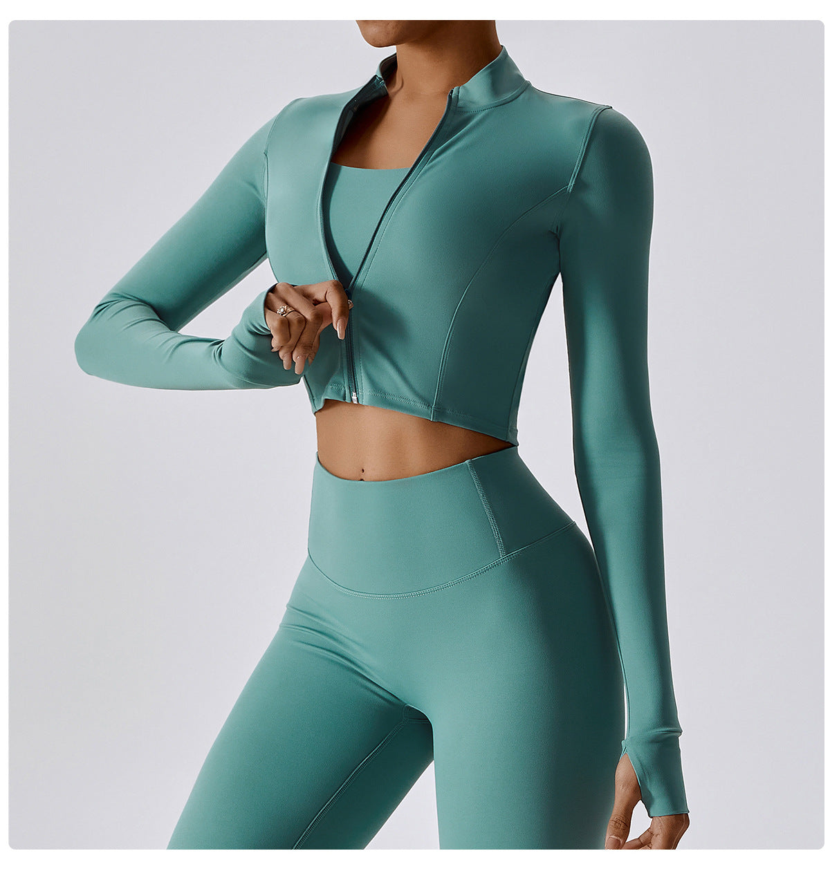 Fitness Bra Clothing Butt Lift Leggings Gym ActiveWear 4 Piece Workout Full Zip Jacket Gym Fitness Sets