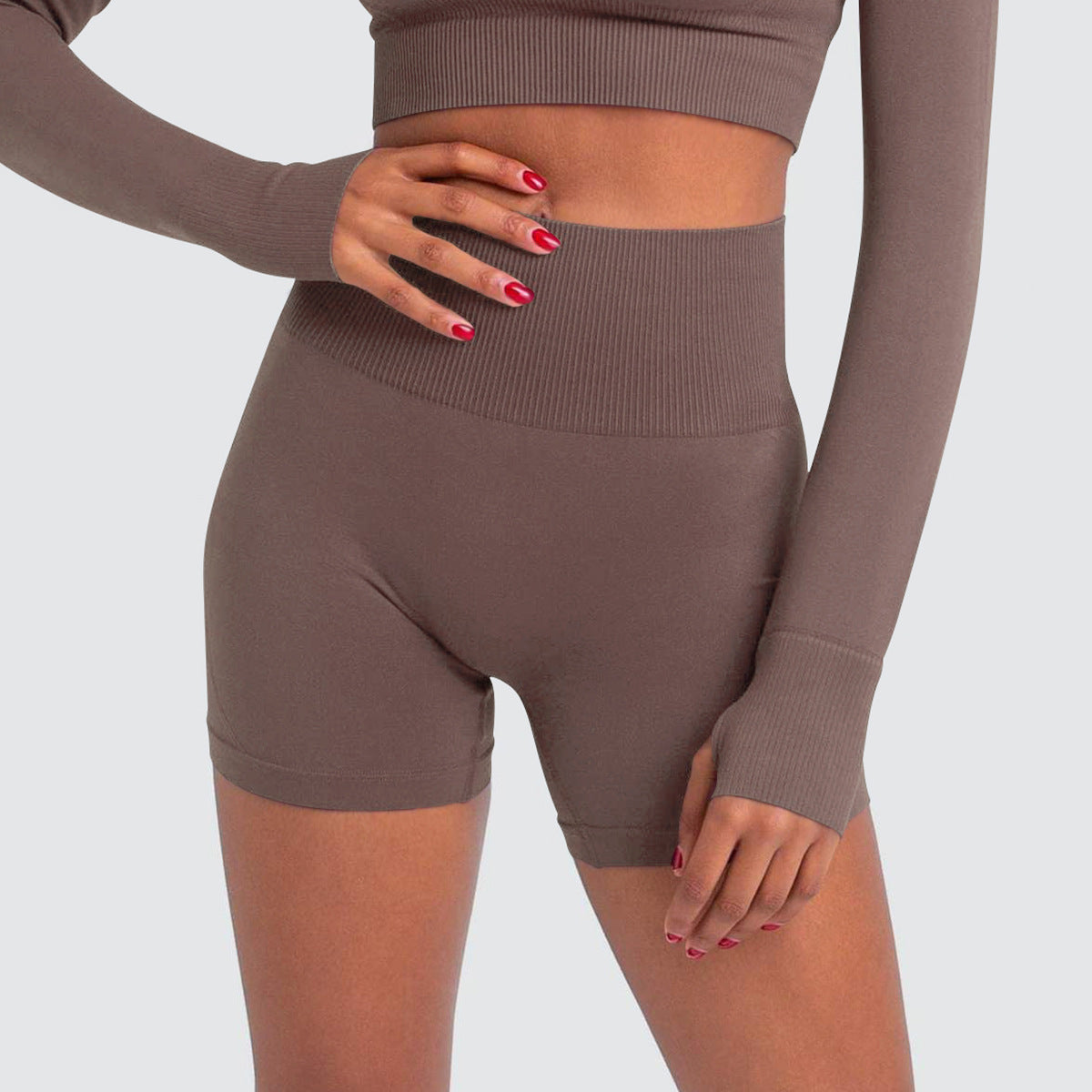 Seamless Yoga Set Workout Sportswear Gym Clothes Fitness Long Sleeve Crop Top Fitness Set Women