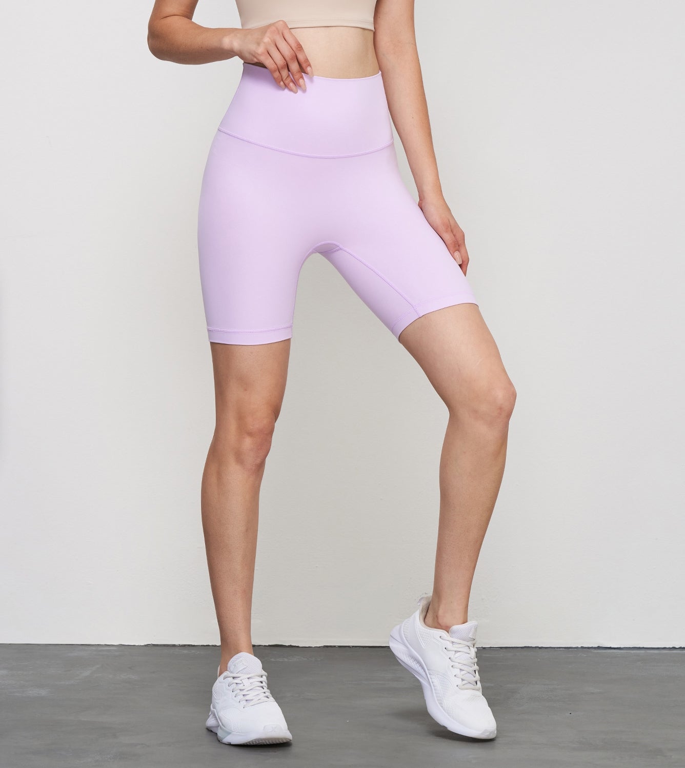 Training Gym Workout Fitness Wear High Stretch One Size No Front Rise Seam Sports Women Biker Shorts