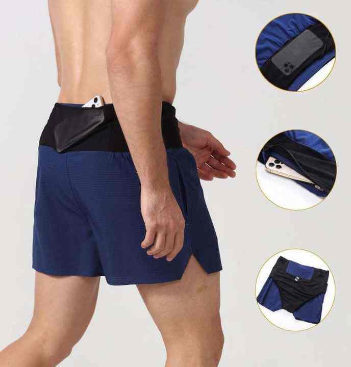 Sports Shorts Men and Women Marathon Seamless Quick Dry Running Pants With Zipper Waist Pocket Fitness Training Shorts