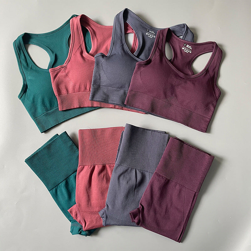 Seamless Yoga Set Workout Sportswear Gym Clothes Fitness Long Sleeve Crop Top Fitness Set Women