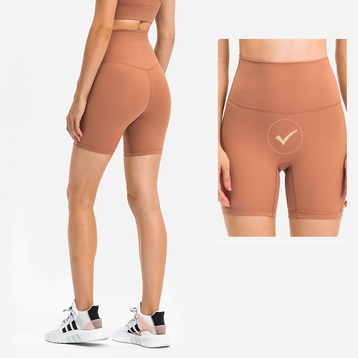 Custom Logo No Camel Toe Yoga Sport Shorts With Pockets Women Running Workout Fitness Booty Shorts