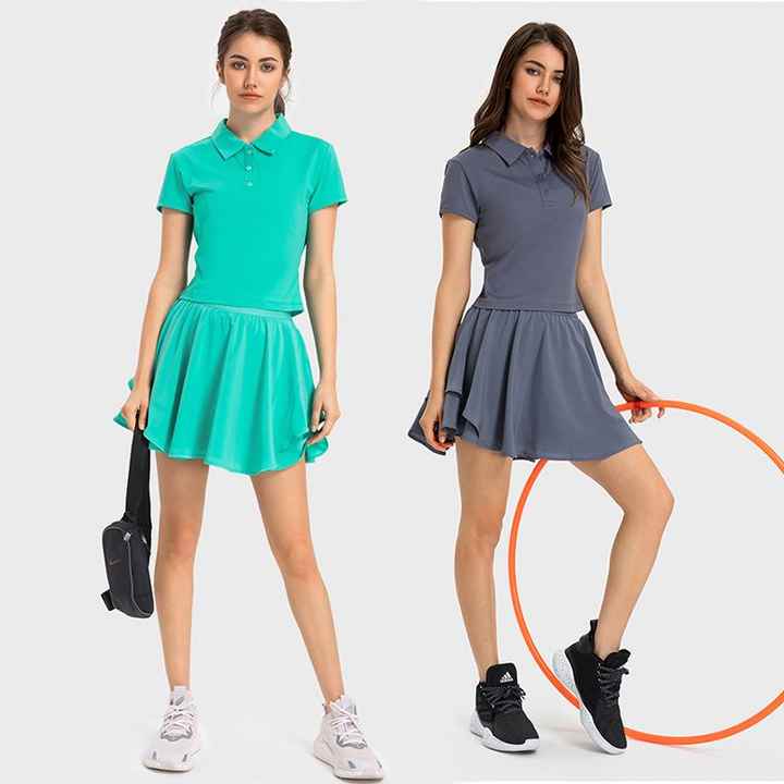 Cool Fabric Badminton Clothing Polo Shirt and 2-In-1 Mini Skirt Golf Tennis Sports Suit Set Outdoor Fitness Clothes Yoga Outfit