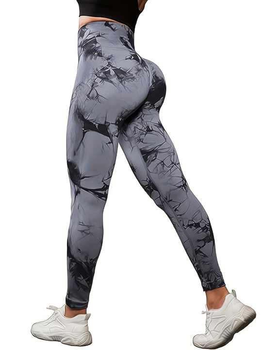 Plus Size Gym New Nude Yoga Leggings Without Embarrassing Line High Waist and Hip Lift Tie Dye Yoga Pants for Women