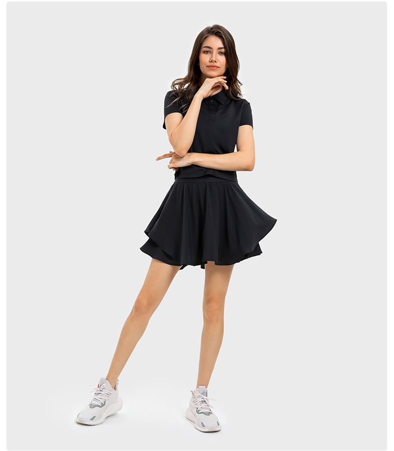 Cool Fabric Badminton Clothing Polo Shirt and 2-In-1 Mini Skirt Golf Tennis Sports Suit Set Outdoor Fitness Clothes Yoga Outfit