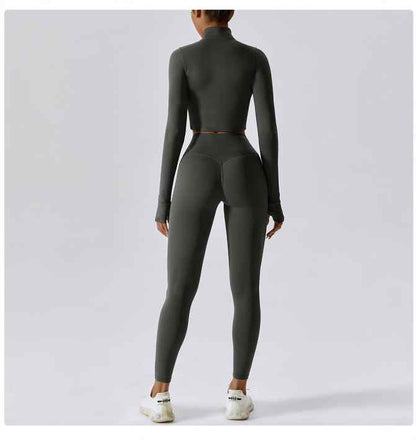 Fitness Bra Clothing Butt Lift Leggings Gym ActiveWear 4 Piece Workout Full Zip Jacket Gym Fitness Sets