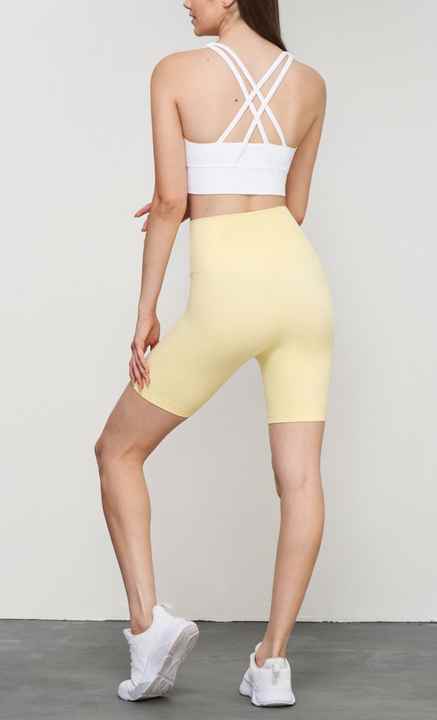 Training Gym Workout Fitness Wear High Stretch One Size No Front Rise Seam Sports Women Biker Shorts