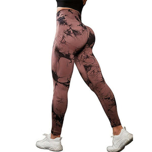 Plus Size Gym New Nude Yoga Leggings Without Embarrassing Line High Waist and Hip Lift Tie Dye Yoga Pants for Women
