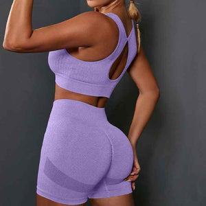 Gym Wear Two-piece Yoga Bra Shorts Set Seamless Four-way Stretch Sportswear