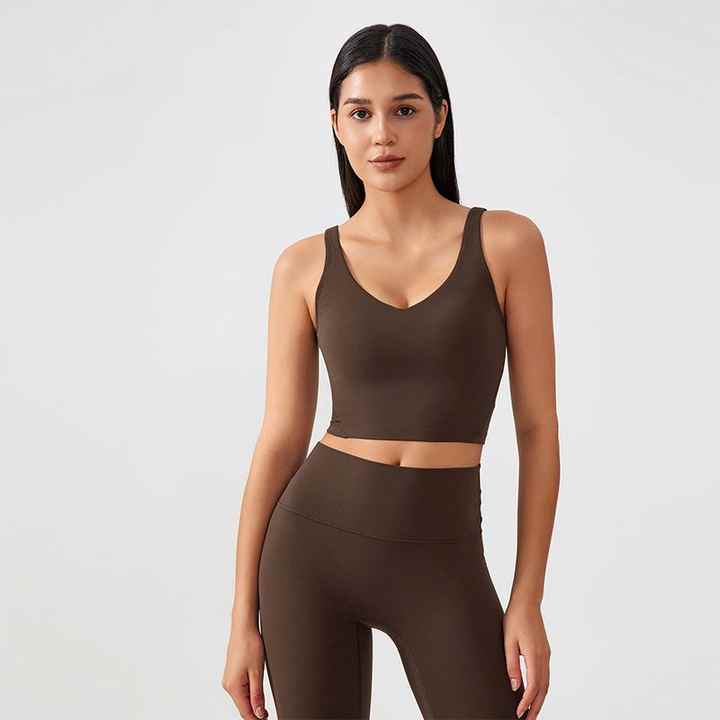 New Fabric Half Fixed Women High Strength Sport Bra Chest Pad Beauty Back Underwear Running Top Colorful Fitness Yoga Vest