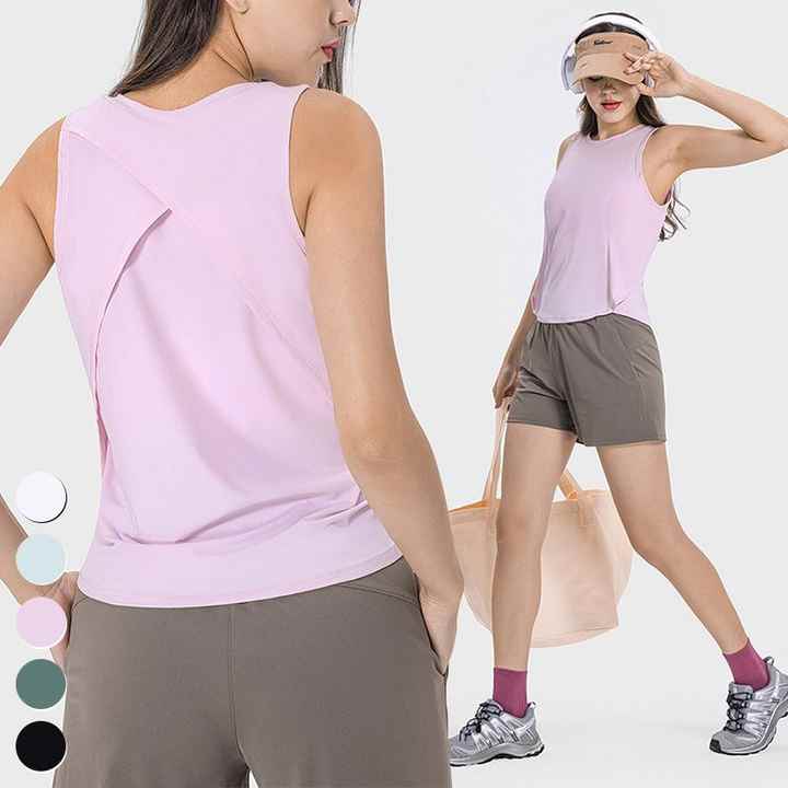 New Cross Stitching Sleeveless Sports Tops Gym Fitness Vest Quick Dry Breathable Yoga Wear Blouse Women Yoga Tank Top