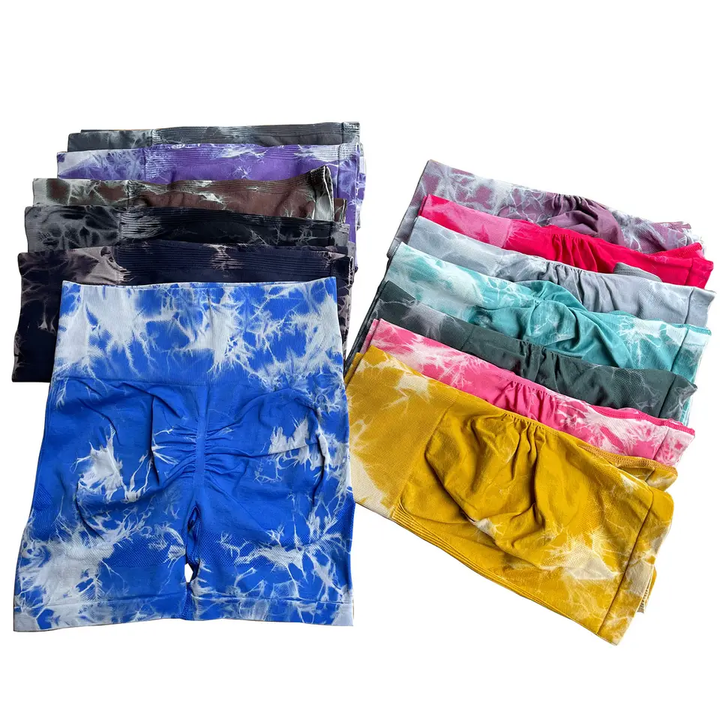Compression Ropa Deportiva Para Mujer Yoga Seamless Tie Dye Scrunch Butt High Waist Running Marble Women Gym Biker Shorts