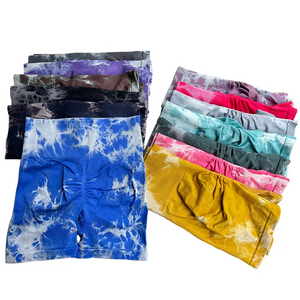 Compression Ropa Deportiva Para Mujer Yoga Seamless Tie Dye Scrunch Butt High Waist Running Marble Women Gym Biker Shorts